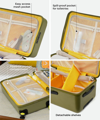 Front-Access Hard-Shell Suitcase – TSA Lock, Spinner Wheels, Business Travel Luggage