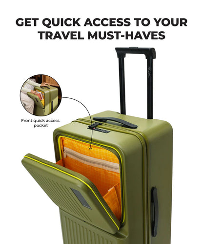 Front-Access Hard-Shell Suitcase – TSA Lock, Spinner Wheels, Business Travel Luggage